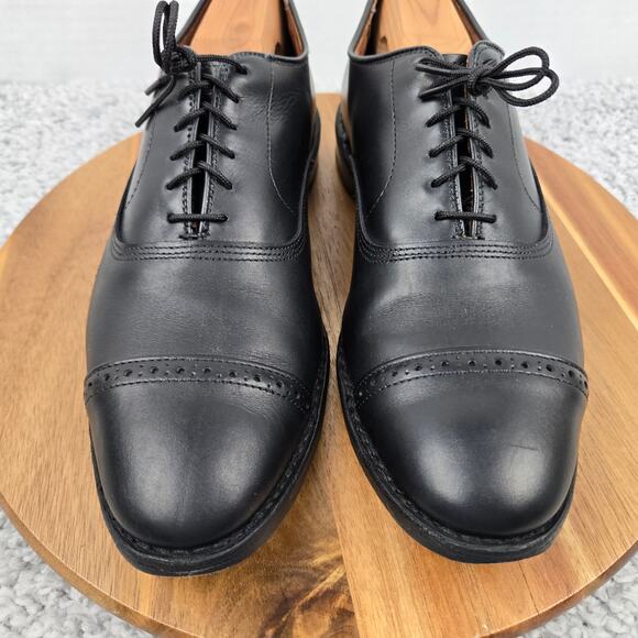 Allen Edmonds Mens 8.5D Fifth Avenue Black Cap Toe Brogue Oxford Dress Shoe - Picture 6 of 13